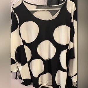 Chico's Black and White Circle Print Blouse